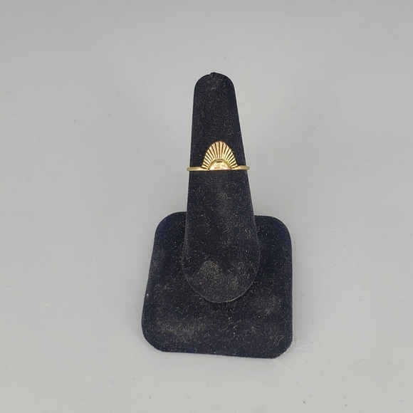 Goldtone Necklace, Red Studs and Half Oval Ring set, 3pc set - Picture 7 of 12